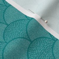 dotted scallops in bright teal and white (small scale)