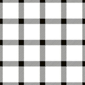 Gingham / medium scale / black and white geo modern pattern design