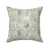 Soft Muted Pink Roses  lt mint 