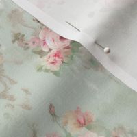 Soft Muted Pink Roses  lt mint 