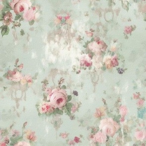 Soft Muted Pink Roses  lt mint 