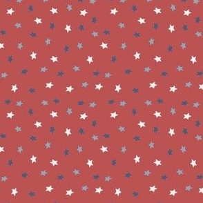 3x3 American Stars - Small Scale - Pomegranate Red - Blue Stars - Independence Day - 4th of July - Memorial Day - Star Designs