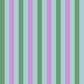 1980s Hotel 1 Inch Stripe No. 11 Vintage Colors Green, Mauve and Mint