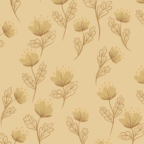 Sketched Floral-Cream, Neutral Flowers, Brown and tan, brown and gold, floral decor, floral wallpaper, floral fabric, flowers decor, flowers wallpaper, flowers fabric, neutral floral, neutral flowers, hand drawn design, hand drawn floral, farmhouse decor,