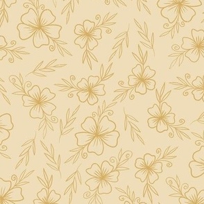 Doodle Floral, Neutral Floral Print, Neutral Flowers, yellow and ivory, cream and gold, floral decor, floral wallpaper, floral fabric, flowers decor, flowers wallpaper, flowers fabric, neutral floral, neutral flowers, hand drawn design, hand drawn floral,