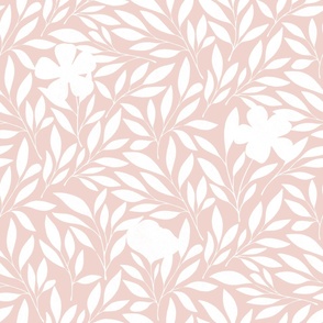 Large | Monochrome Textured Floral White on Blush Pink