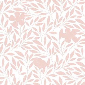 Large | Monochrome Textured Floral Blush Pink on White