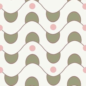 Green and Pink Wavy Lines and Dots LARGE (13.33x13.33)