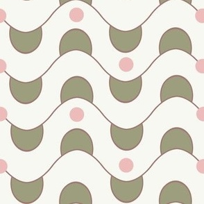 Green and Pink Wavy Lines and Dots SMALL (7x7)