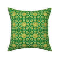 Green and Yellow Floral Damask Tile