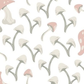 Forest Floor Mushrooms // Rose & Beige on White // Dragon Snack // Medium 