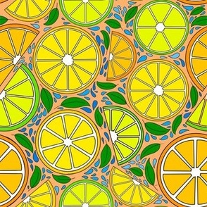Citrus pattern orange background