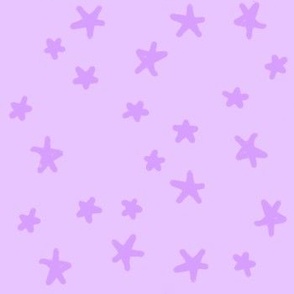 Lilac lavender purple textured drawn party textured drawn stars scattered on purple