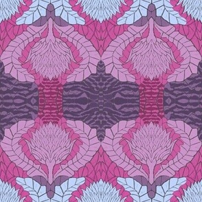 William Morris Inspired Maximalist Artichoke Damask in Rose and Lavender