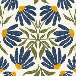 Small // Isabella Blue Coneflowers - Symmetrical Echinacea Tile