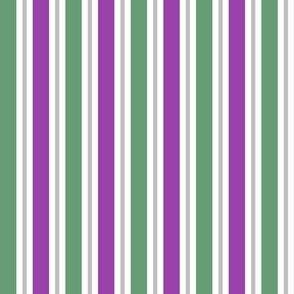 1980s Hotel 1 Inch Stripe No. 15 Vintage Colors Green, Mauve and White