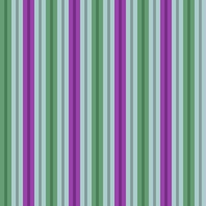 1980s Hotel 1 Inch Stripe No. 16 Vintage Colors Green, Mauve and Mint