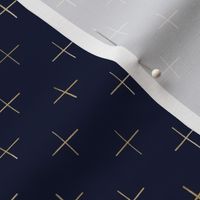 Shibori Crossed Stitches, Gold on Navy