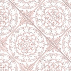 Floral Tile Small - white red