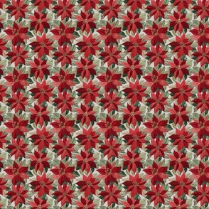 Red Poinsettia Embroidery Beige BG - XS Scale