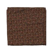 Fall Floral and Mushroom Embroidery Brown BG - XS Scale