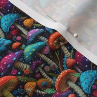 Felt Embroidered Rainbow Mushrooms - XS Scale