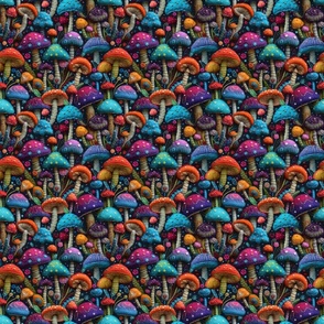 Felt Embroidered Rainbow Mushrooms - Small Scale