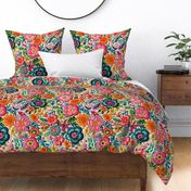 Mexican Rainbow Floral Embroidery Rotated - XL Scale