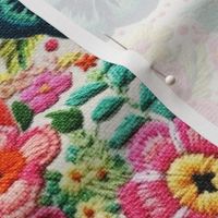 Mexican Rainbow Floral Embroidery - Large Scale