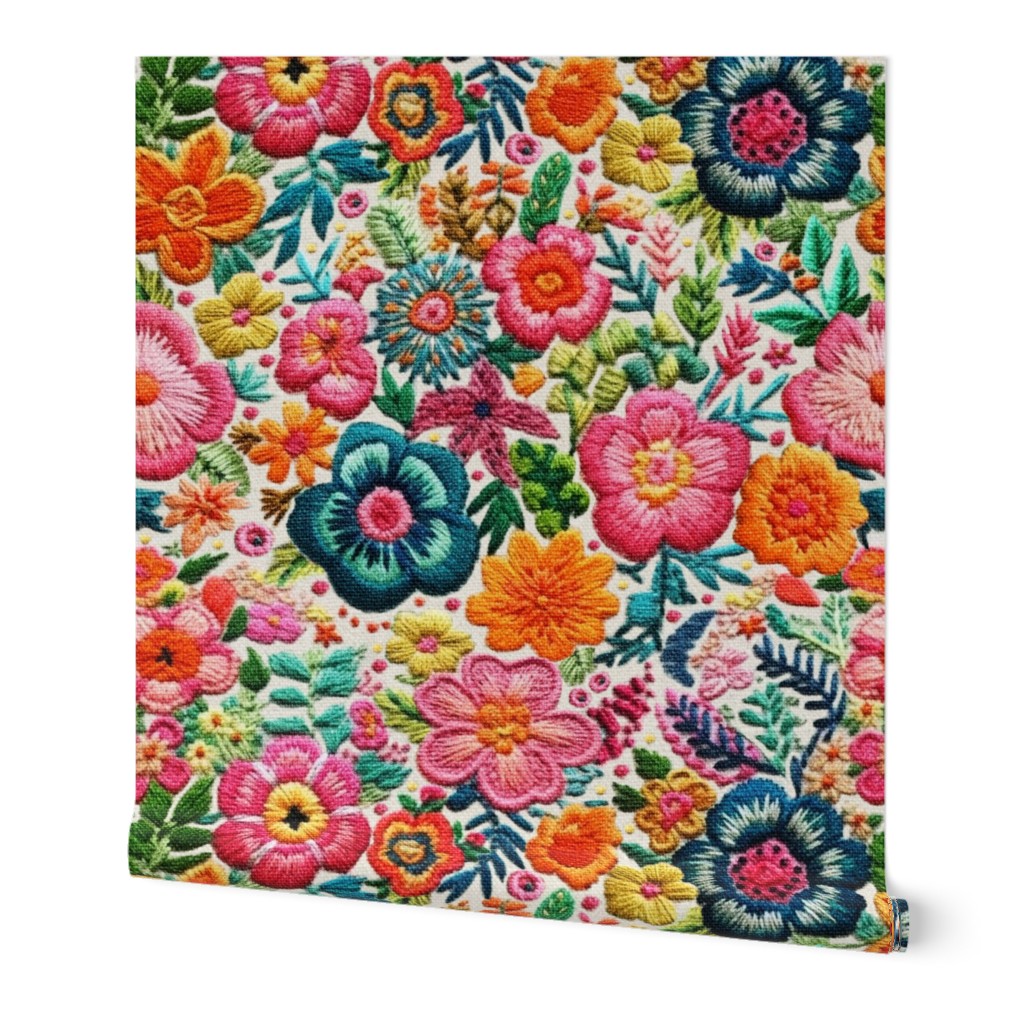 Mexican Rainbow Floral Embroidery - XL Scale