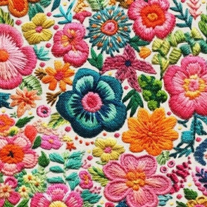 Mexican Rainbow Floral Embroidery - XL Scale