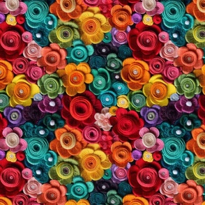 Bright Rainbow Floral Felt Embroidery Rotated- Large Scale