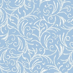 Winter frost vintage leaves baby blue by Jac Slade