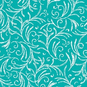 Winter frost vintage leaves Mint green teal by Jac Slade