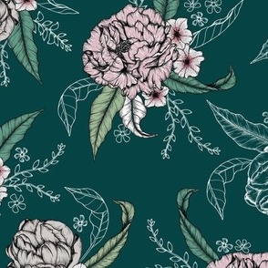 'P' Floral - teal