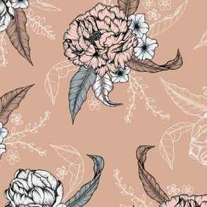 'P' Floral - soft peach