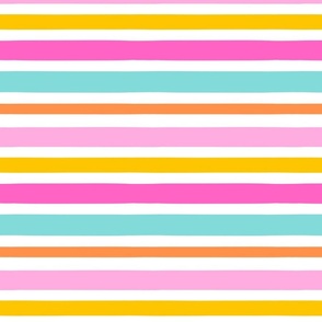 Sweet Summer Bright Stripe White BG - Medium Scale