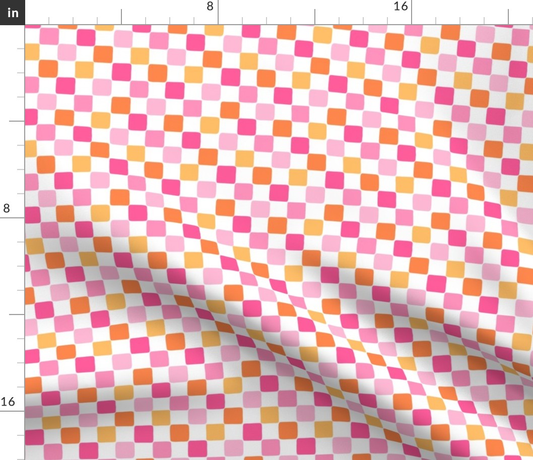 Sorbet Summer Groovy Checks White BG - XS Scale