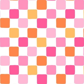 Sorbet Summer Groovy Checks White BG Rotated- Large Scale