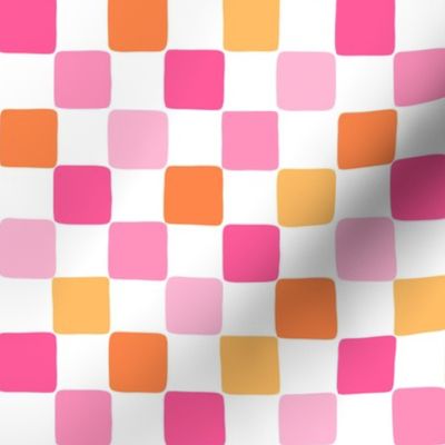 Sorbet Summer Groovy Checks White BG - Small Scale