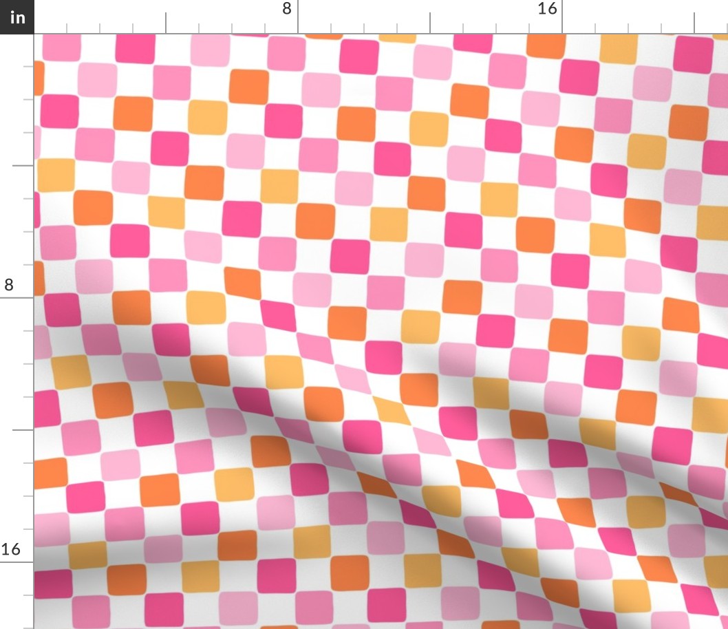 Sorbet Summer Groovy Checks White BG - Small Scale