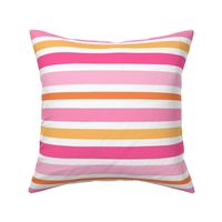 Sorbet Summer Pink and Orange Stripe White BG - Medium Scale