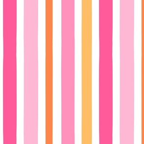 Sorbet Summer Pink and Orange Stripe White BG Rotated- Large Scale