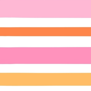 Sorbet Summer Pink and Orange Stripe White BG - XL Scale