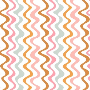Boho Summer Groovy Stripe White BG - Medium Scale
