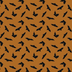 Large Scale // Black Halloween Bats on Copper Burnt Sienna  Brown 