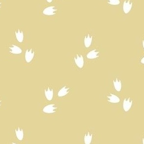 Dragon Footprint Minimalist // White on Mustard // Forest Floor // Small 