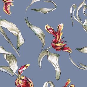 Jumbo Tulips | Faded Denim Background