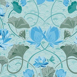 Romatic water lilies mint - M