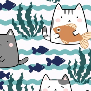 Kawaii Kitties Swimming